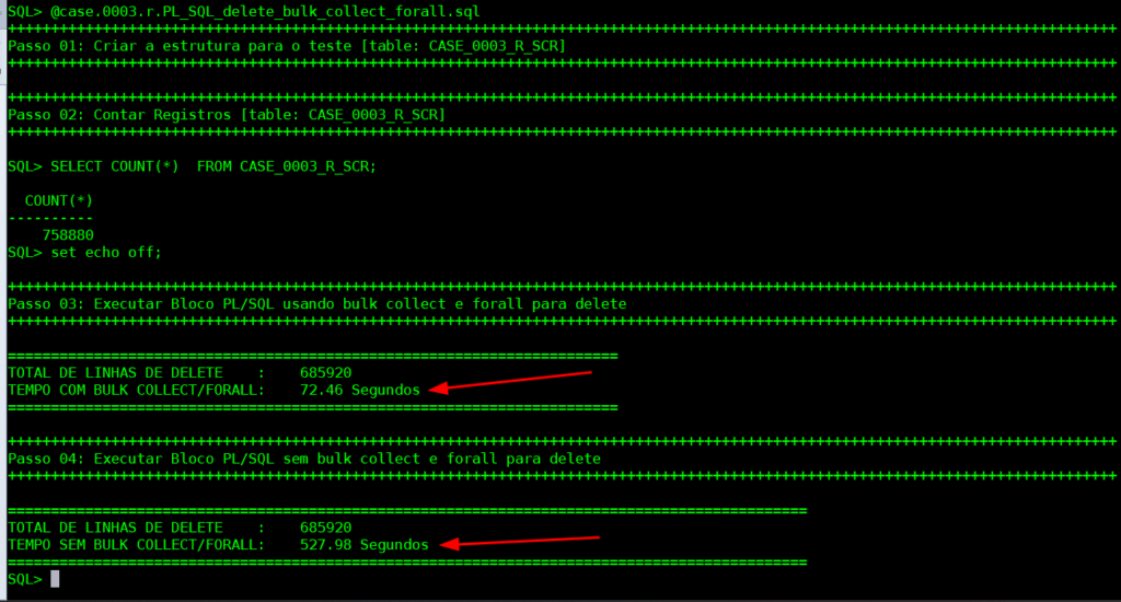 DELETE em Lote no Oracle: Comparando BULK COLLECT e FORALL com Métodos ...