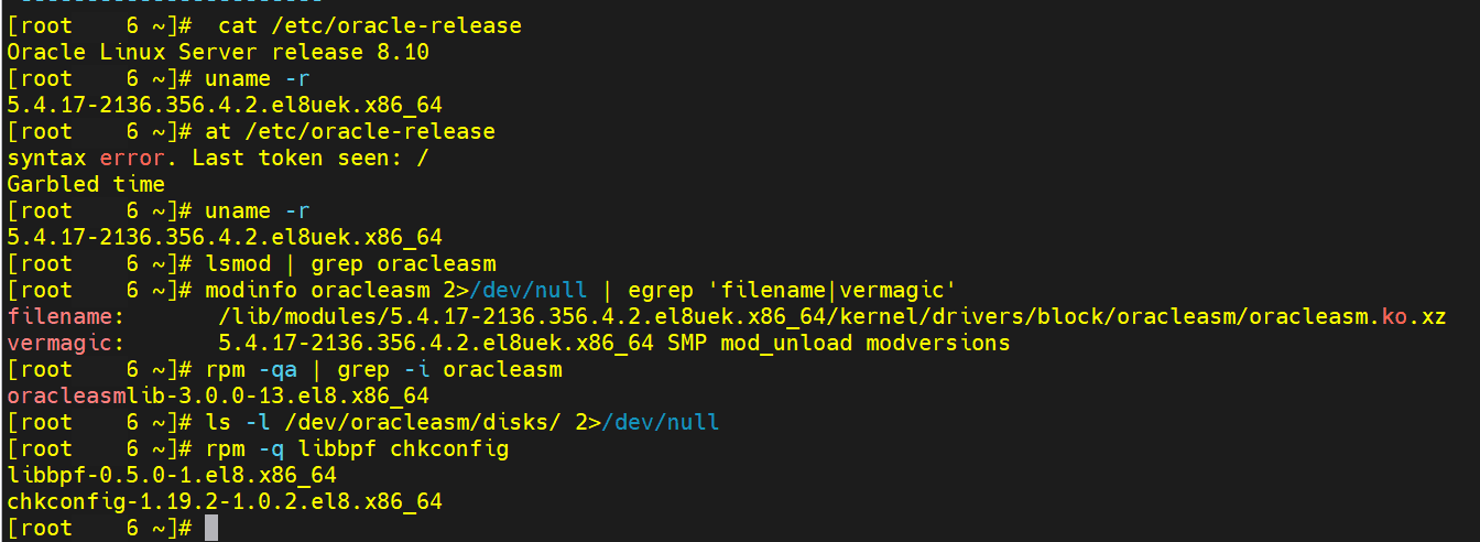 Pós-upgrade OL 8.10 no UEK6