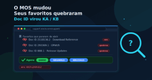 Janela do My Oracle Support mostrando favoritos antigos quebrados, com Doc ID virando os novos Article ID KA e KB